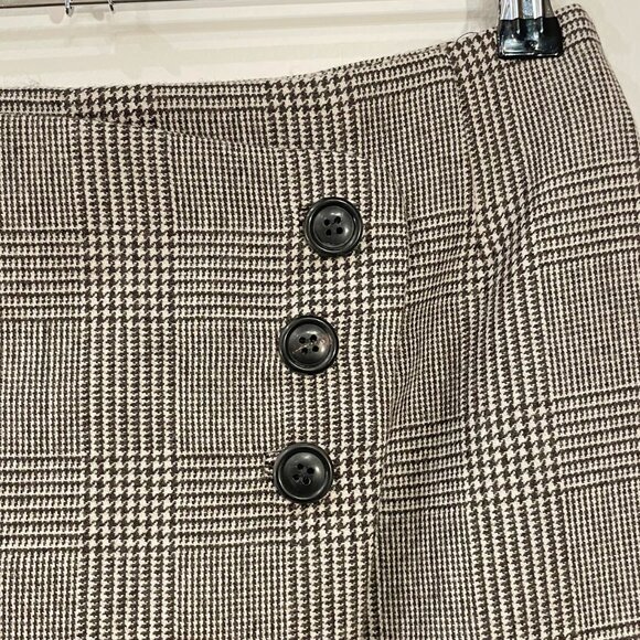 Last Chance! New Sézane Peter Plaid Wool Blend Wrap Mini Skirt Black Ecru 36, S - Picture 4 of 7